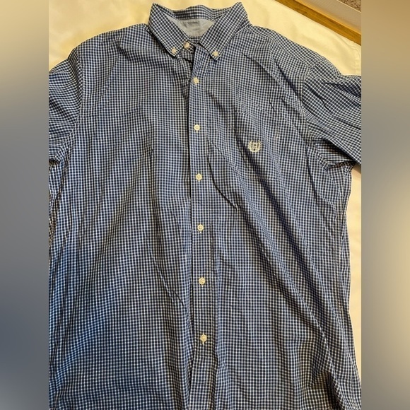Men’s Chaps size XL blue plaid shirt sleeve button up shirt - Picture 2 of 6